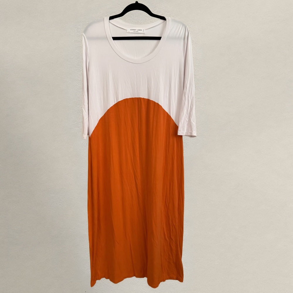 Sonnet James A-Play Dress – Colorblock Orange/White – Size XL